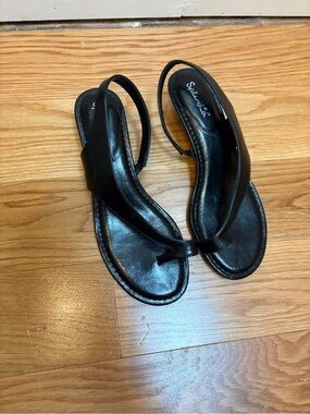Splendid Black Leather Slingback Helen Sandals